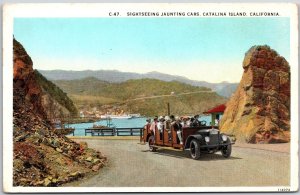 Sightseeing Jaunting Cars Catalina Island California Roadway Mountain Postcard
