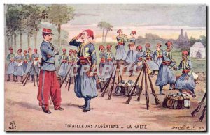 Old Postcard Army Riflemen Algerian Advertisement The halt hair lotion Coudra...