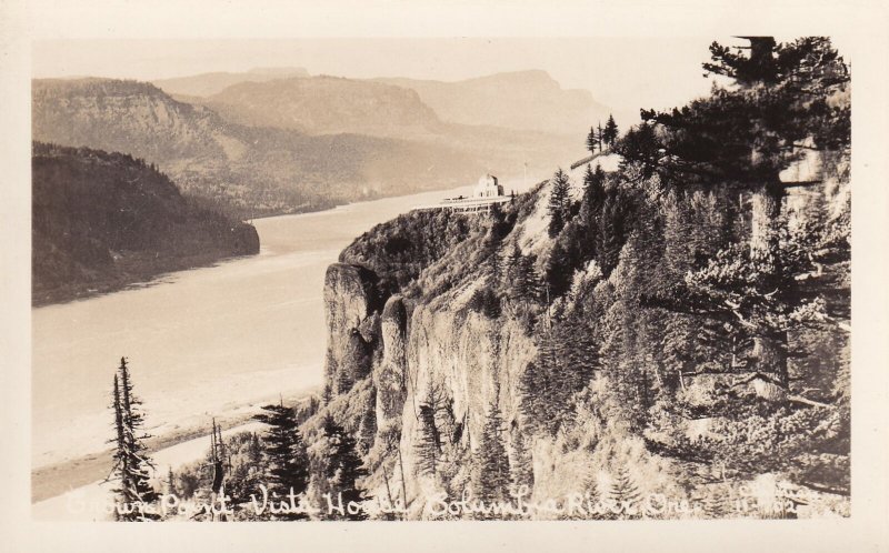 Crown Point Vista House Columbia River Oregon OR Real Photo Postcard RPPC