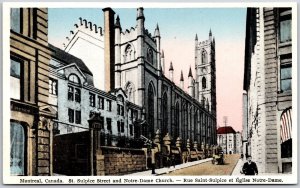 Saint Sulpice Street Notre Dame Church Montreal Canada Parish Postcard 