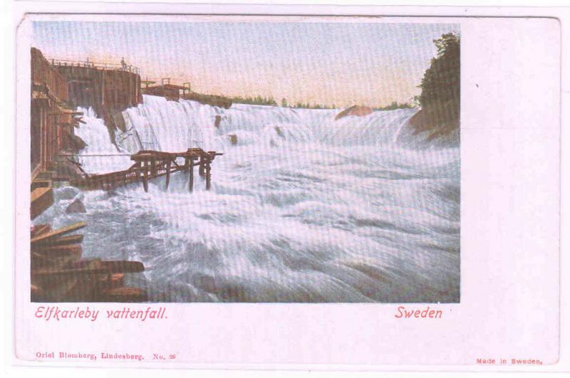 Vattenfall Waterfall Elfkarleby Sweden 1905c postcard