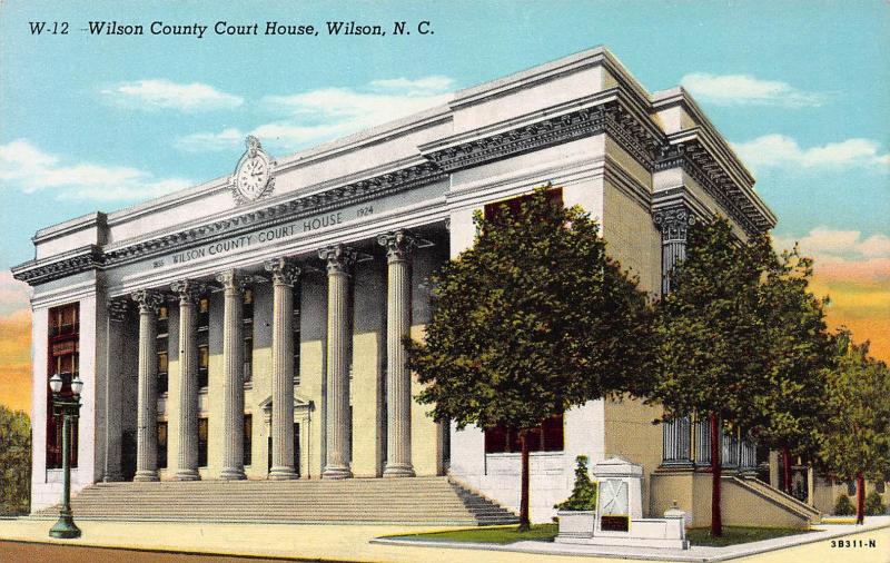 Wilson County Court House, Wilson, North Carolina, Early Linen Postcard, unused