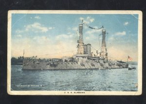 U.S. NAVY BATTLESHIP USS ALABAMA MILITARY SHIP BOAT VINTAGE POSTCARD WWI ERA