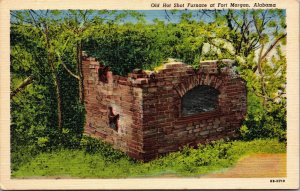 Vtg Fort Morgan Alabama AL Old Hot Shot Furnace 1940s Unused Linen Postcard