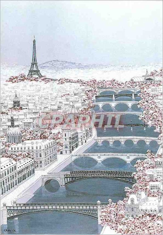 Modern Postcard Paris Eiffel Tower