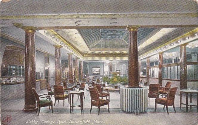 Massachusetts Springfield Cooley's Hotel Lobby 1909