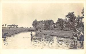 Wilber NE Cooling Off Fishing Net Real Photo Postcard