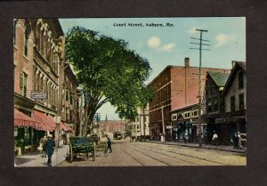 ME Court St Street Stores Auburn Maine Postcard