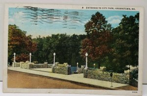 Hagerstown Md Entrance to City Park Postcard D5