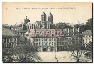 Old postcard Metz View Saint Vincent Church