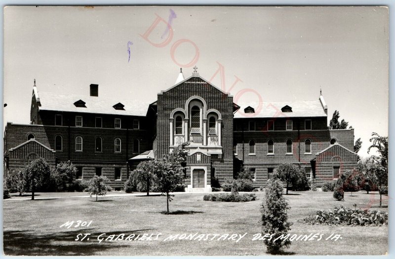 c1950s Des Moines, IA RPPC St. Gabriel's Monastery Church Real Photo PC A107