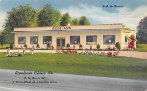 Roselawn China Co Gift Store US 40 Vandalia Ohio linen postcard