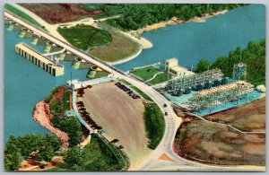 Grand River Dam Oklahoma 1960s Postcard Aerial View