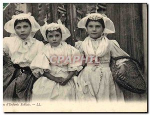 Old Postcard Folklore Types & # 39enfants Sablais