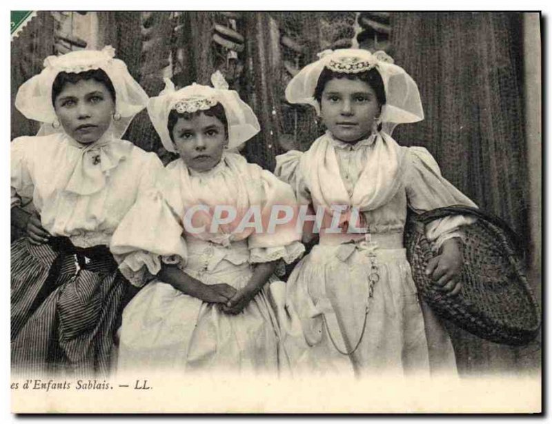 Old Postcard Folklore Types & # 39enfants Sablais