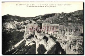 Old Postcard Les Baux Les Remparts has left the Vallon de la Fontaine