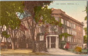 View of High School, Westfield NJ Vintage Postcard F26