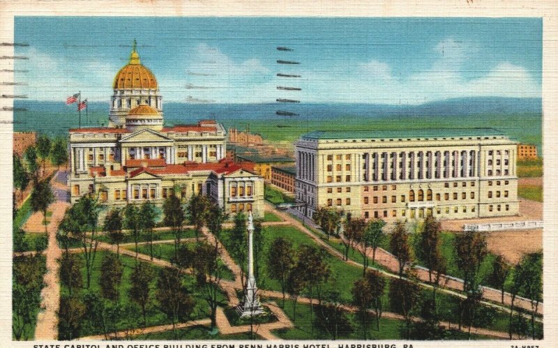 USA State Capitol And Office Building Harrisburg Pennsylvania Linen 08.95