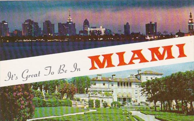 Florida Miami Skyline At Night and James Deering Estate