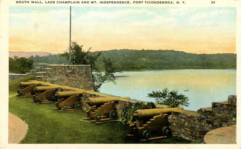 NY - Fort Ticonderoga. South Wall, Lake Champlain and Mt Independence