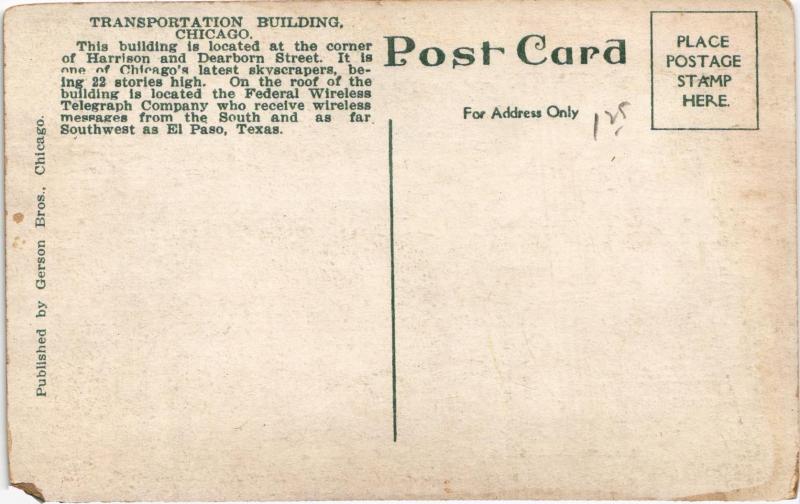 TRANSPORTATION BUILDING CHICAGO ILLINOIS