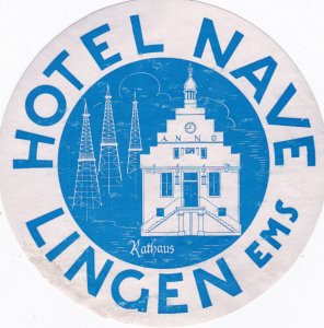 Germany Lingen Hotel Nave Vintage Luggage Label sk2554