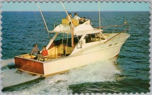 Vintage Rhoda B Fishing Yacht Boat Tichnor Scalloped Edge Postcard H82