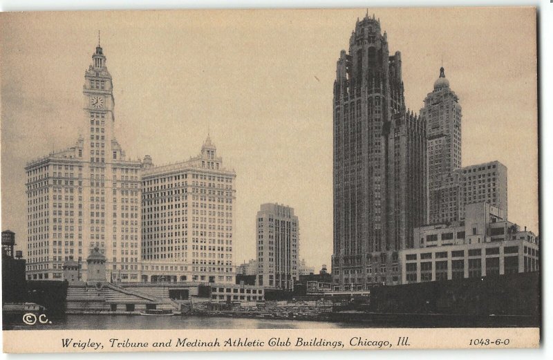 Wrigley, Tribune and Medinah Buildings, Chicago - 1933 World Fair Postcard