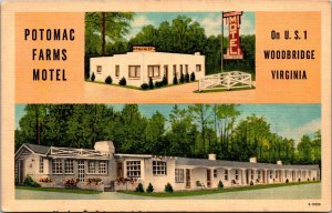 Potomac Farms Motel, U.S. 1 Woodbridge VA Vintage Postcard S52