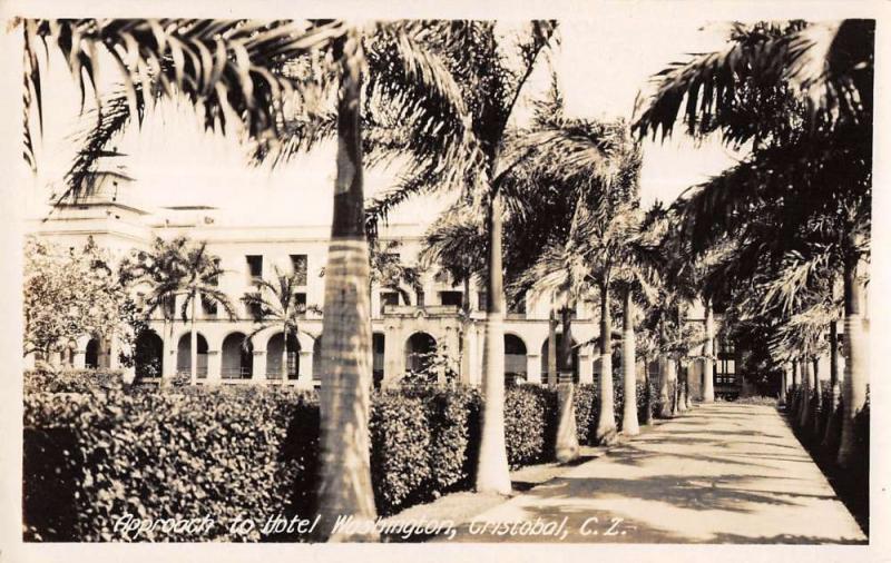 Cristobal Colon Panama approach to Hotel Washington real photo pc Y15556