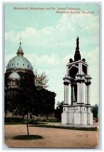 c1910 Macdonald Monument St. James Cathedral Dominion Square Montreal Postcard