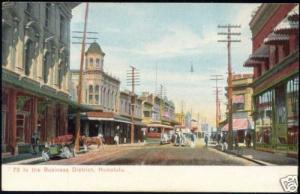 hawaii, HONOLULU, Business District, TRAM (1910s)