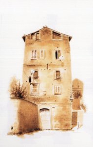 Via Della Mole Viterbo Lazio Italy Italian Sketch Painting Postcard