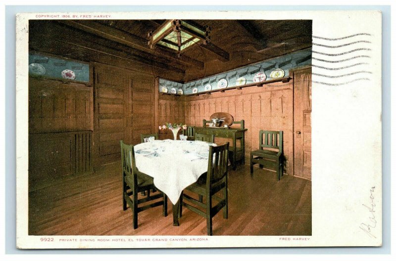 Early El Tovar Hotel Private Dining Room Postcard RPO Cancel La Junta? 