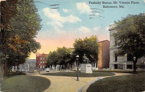 Peabody Statue, Mt. Vernon Place Eutaw Place - Baltimore, Maryland MD Postcard