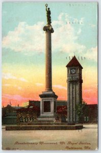 1911 MT ROYAL STATION REVOLUTIONARY MONUMENT BALTIMORE MARYLAND ANTIQUE POSTCARD