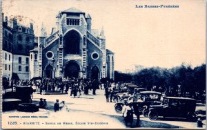 France Biarritz Sortie de Messe Eglise St Eugene Vintage Postcard C015