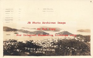 US Virgin Islands, Saint Thomas, RPPC, Town & Harbor View, 1922 PM, Photo