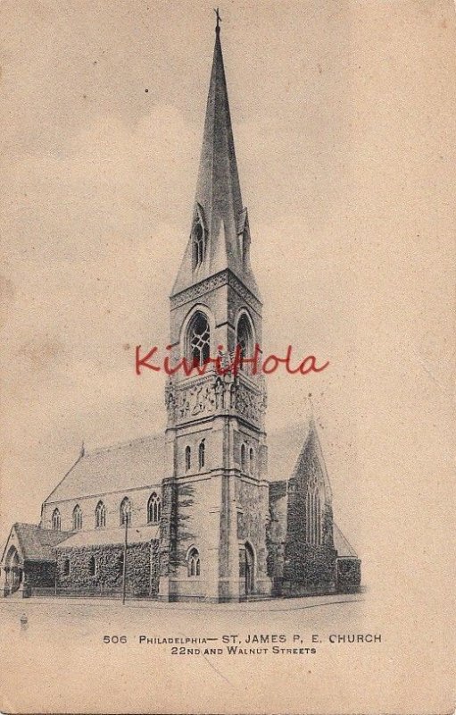 Postcard St James PE Church 22nd + Walnut St Philadelphia PA