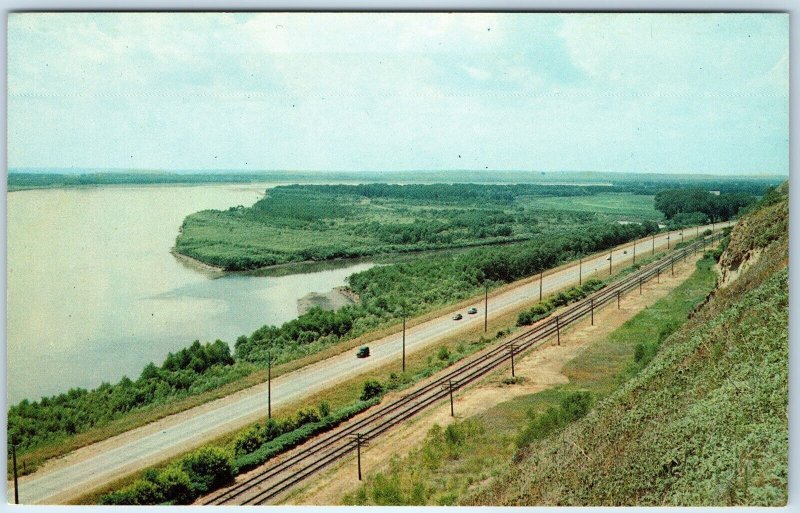 c1960s Panoramic View of Three States NE, IA, SD Postcard Missouri River A73