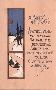 A Happy New Year Poem Winter Scene 1917 