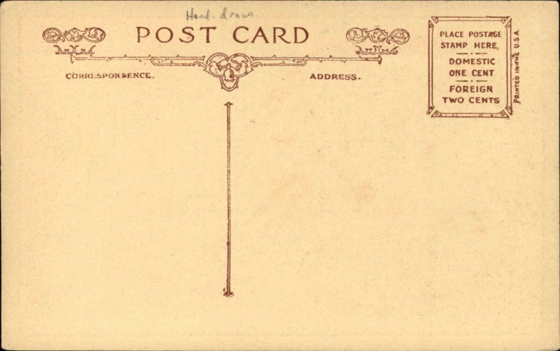 Handmade Hand Drawn Man's Face Asbury Park NJ Greeting c1910 Postcard