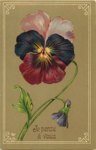 Drawn hear ease flower art nouveau vintage greetings postcard France