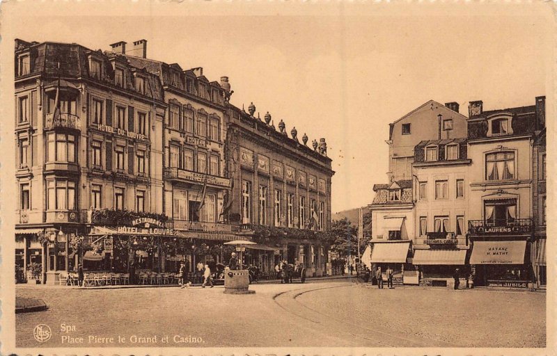 SPA LIEGE BELGIUM~ PLACE PIERRE LE GRAND ET FACADE DE CASINO-PHOTO POSTCRD