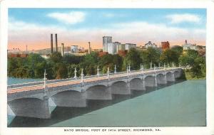 Richmond Virginia~Mayo Bridge~14th Street~Skyline~Smokestacks~1920s Postcard