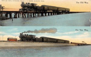 GALVESTON, TEXAS Trains Railroad Bridges Causeway 1911 Antique Postcard