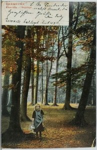 Hannover eilenriede forest Girl in Woods with pot c1904 Germany Postcard K10