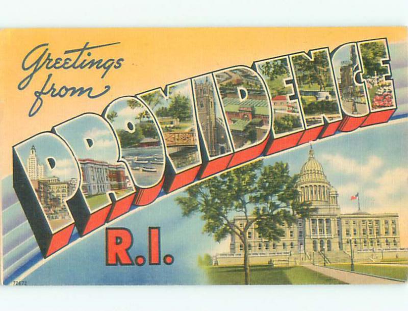 Linen BIG LARGE LETTERS Providence Rhode Island RI Q2832