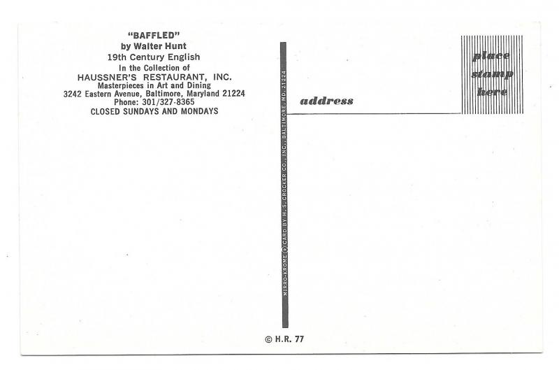 Baffled Walter Hunt Cat Dogs Haussner's Restaurant Baltimore