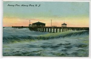 Fishing Pier Surf Asbury Park New Jersey 1909 postcard